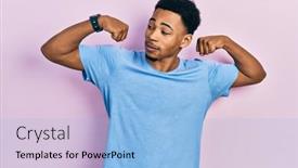  Presentation with proud american - PPT theme featuring young-african-american-man-wearing background and a light blue colored foreground