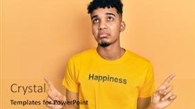  Presentation with american - Presentation theme with young-african-american-man-wearing background and a gold colored foreground