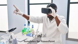  Presentation with virtual laboratory - PPT layouts enhanced with young-african-american-man-wearing background and a light gray colored foreground