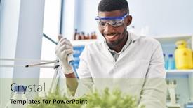  Presentation with pipette - Slide set enhanced with young-african-american-man-wearing background and a mint green colored foreground