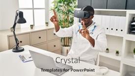  Presentation with doctor african - Slide deck with young-african-american-man-wearing background and a soft green colored foreground