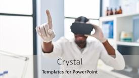  Presentation with virtual laboratory - Presentation having young-african-american-man-wearing background and a light gray colored foreground