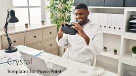  Presentation with doctor african - Presentation theme enhanced with young-african-american-man-wearing background and a soft green colored foreground