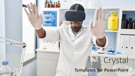  Presentation with virtual laboratory - Slides enhanced with young-african-american-man-wearing background and a light gray colored foreground