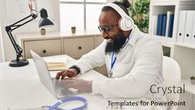  Presentation with doctor african - Theme consisting of young-african-american-man-wearing background and a light gray colored foreground