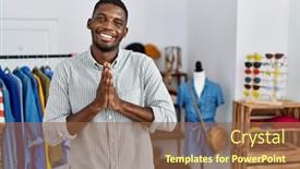  Presentation with working together - PPT theme consisting of young-african-american-man-working background and a tawny brown colored foreground