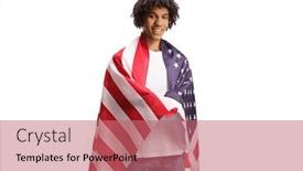  Presentation with wrapped flag - Slides with young-african-american-man-wrapped background and a coral colored foreground