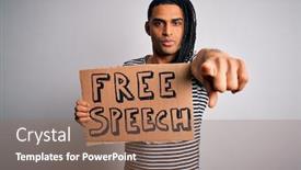  Presentation with african american protest - Cool new presentation theme with young-african-american-man backdrop and a violet colored foreground