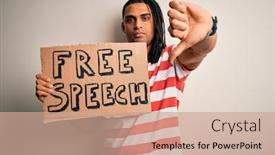  Presentation with free speech - Audience pleasing PPT theme consisting of young-african-american-man backdrop and a coral colored foreground
