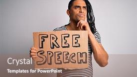  Presentation with african american protest - Cool new slides with young-african-american-man backdrop and a coral colored foreground