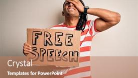  Presentation with african american protest - Audience pleasing PPT layouts consisting of young-african-american-man backdrop and a coral colored foreground
