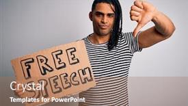  Presentation with free speech - PPT layouts having young-african-american-man background and a coral colored foreground