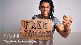  Presentation with free speech - Amazing presentation design having young-african-american-man backdrop and a tawny brown colored foreground