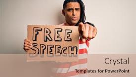  Presentation with african american protest - Beautiful presentation theme featuring young-african-american-man backdrop and a coral colored foreground