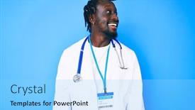  Presentation with doctor african - Audience pleasing presentation design consisting of young-african-american-man backdrop and a light blue colored foreground