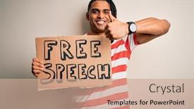  Presentation with african american protest - Audience pleasing slide set consisting of young-african-american-man backdrop and a coral colored foreground