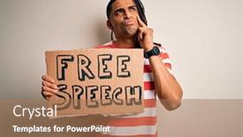  Presentation with african american protest - Audience pleasing PPT theme consisting of young-african-american-man backdrop and a coral colored foreground