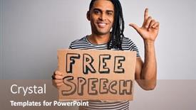  Presentation with african american protest - Slide set consisting of young-african-american-man background and a coral colored foreground
