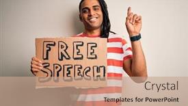  Presentation with african american protest - Presentation theme with young-african-american-man background and a coral colored foreground