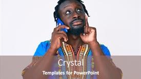  Presentation with tshirt - Cool new PPT layouts with young-african-american-man backdrop and a violet colored foreground