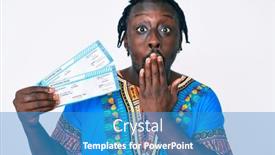  Presentation with ethnic - Presentation design consisting of young-african-american-man background and a teal colored foreground