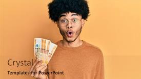  Presentation with afro - Cool new PPT layouts with young-african-american-man backdrop and a coral colored foreground