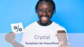  Presentation with percentage - Cool new PPT layouts with young-african-american-man backdrop and a sky blue colored foreground