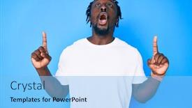  Presentation with tshirt - Presentation design enhanced with young-african-american-man background and a light blue colored foreground
