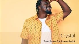  Presentation with far away - Presentation enhanced with young-african-american-man background and a yellow colored foreground