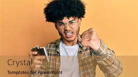  Presentation with drinking alcohol - Presentation theme with young-african-american-man background and a coral colored foreground