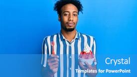  Presentation with strawberry ice cream - Slide deck enhanced with young-african-american-man background and a teal colored foreground