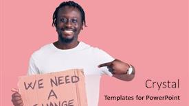  Presentation with self change - Presentation design consisting of young-african-american-man background and a coral colored foreground