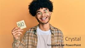  Presentation with bio - Theme having young-african-american-man background and a coral colored foreground