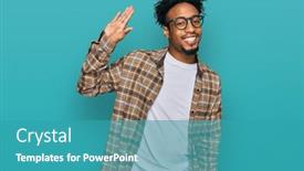 Presentation with beard - Slide deck with young-african-american-man background and a teal colored foreground