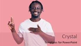  Presentation with tshirt - PPT theme having young-african-american-man background and a coral colored foreground