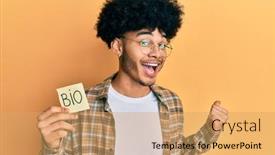  Presentation with bio - Theme having young-african-american-man background and a yellow colored foreground