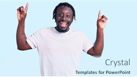  Presentation with tshirt - Slide deck featuring young-african-american-man background and a sky blue colored foreground