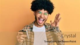  Presentation with drinking alcohol - Amazing slide deck having young-african-american-man backdrop and a yellow colored foreground
