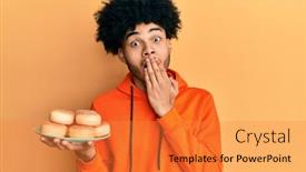  Presentation with afro - Slide deck with young-african-american-man background and a gold colored foreground