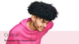  Presentation with back pain - Amazing PPT layouts having young-african-american-man backdrop and a coral colored foreground