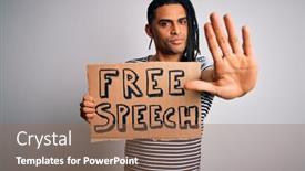  Presentation with african american protest - PPT theme with young-african-american-man background and a coral colored foreground