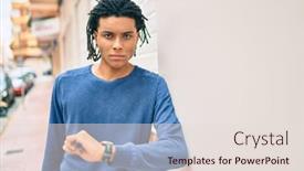  Presentation with wall street - Colorful presentation theme enhanced with young-african-american-man backdrop and a lemonade colored foreground