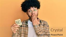  Presentation with bio - PPT theme enhanced with young-african-american-man background and a coral colored foreground