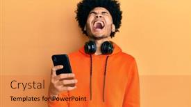  Presentation with afro - Presentation design consisting of young-african-american-man background and a red colored foreground