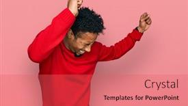  Presentation with african music - Presentation theme consisting of young-african-american-man background and a coral colored foreground