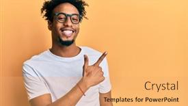  Presentation with beard - Presentation design with young-african-american-man background and a yellow colored foreground