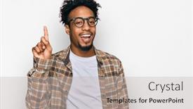  Presentation with beard - Colorful theme enhanced with young-african-american-man backdrop and a light gray colored foreground