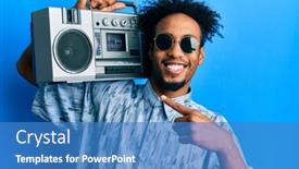  Presentation with american music - Slide set with young-african-american-man background and a teal colored foreground