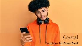 Presentation with afro - Slides having young-african-american-man background and a gold colored foreground