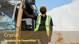  Presentation with construction work - Presentation design with young-african-american-man background and a  colored foreground